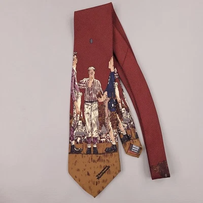 Мужской галстук Norman Rockwell футбольный рефери субботний вечер почта монета сальто - Изображение 1 из 4