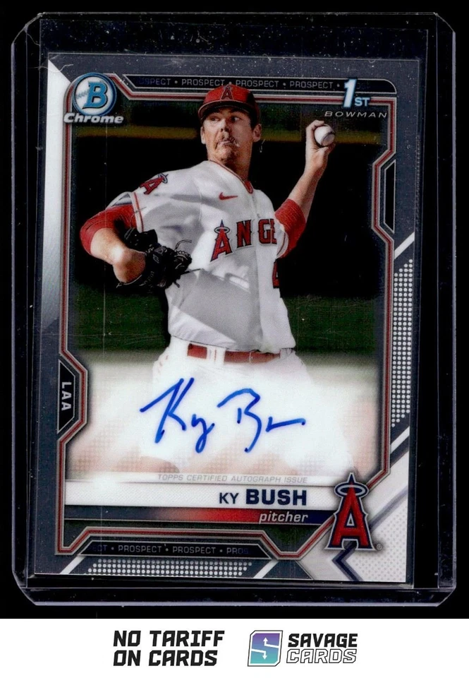 2021 Bowman Draft Chrome Pick Auto Ky Bush #CDA-KB Los Angeles Angels - Image 1 of 3