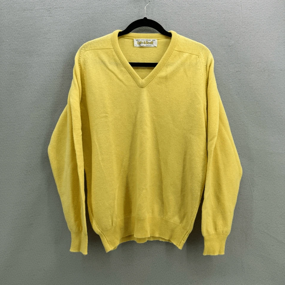 Suéter de Colección Lyle & Scott Para Hombre Amarillo Lana de Cordero Pura Cuello en V Talla 40 Foto 1 de 4