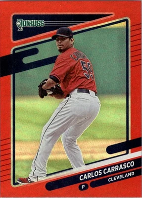 2021 Donruss Holo Red #91 Carlos Carrasco - BB - Image 1 of 2