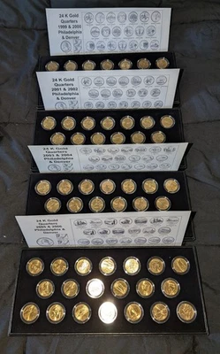 24kt Gold Quarters 1999-2009 Plus Washington DC And US Territories (112 Coins) - Image 1 of 4