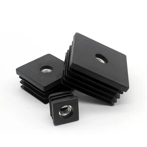 Square Plastic End Cap Blanking Plug Box Section M6 M8 M10 Threaded Tube Inserts - Picture 1 of 18