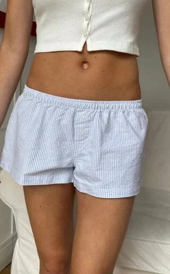 NWT Brandy Melville Blue/white Stripe Shorts - One Size - Image 1 of 3