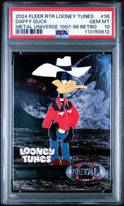2024 FLEER RETRO LOONEY TUNES METAL UNIVERSE 1997-98 RETRO #36 DAFFY DUCK PSA 10 - Picture 1 of 2