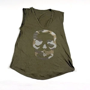 Zadig & Voltaire Brooklyn Totenkopf Strass Perlen grün ärmellos Top Shirt M Fehler - Bild 1 von 9