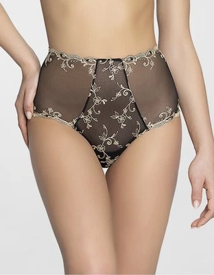 ¡¡NUEVO CON ETIQUETAS!! ¡¡Sexy!! Calzoncillos Lise Charmel Retro Floral - Bordados tiro alto talla S negros Foto 1 de 3