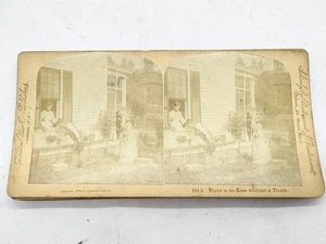 ANTIQUE 1890 STEREOVIEW PHOTO THERE IS NO ROSE WITHOUT A THORN LITTLETON - Picture 1 of 10