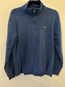 Lacoste Sweatshirt Size 5 Large Mens 1/4 Zip Blue Long Sleeve Pullover Golf Prep - Picture 1 of 5