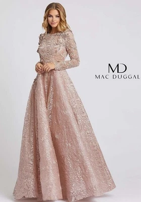 MAC DUGGAL 11121 Moca Floral Encaje Lentejuelas Estrás Embellecido Línea A Talla 8 Foto 1 de 4
