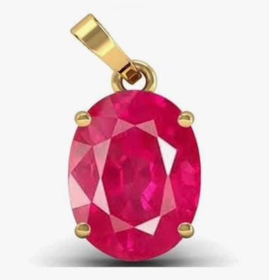 7.25 Ratti 6.50 Carat Ruby Manik Ashtadhatu Gold Plated Pendant Locket Certified - Image 1 of 4