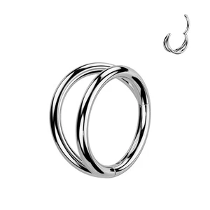 Implant Grade TITANIUM - Hinged Segment Ring Double Hoop 20 Gauge 0.8mm - 6MM - Picture 1 of 1