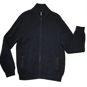 Cardigan maglione uomo Piombo OVS maglia waffle zip intera cotone blu navy taglia L - Foto 1 di 8