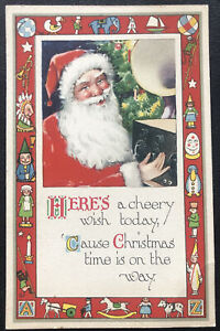 Gibson Art Santa Claus Red Suit Christmas Toys Toy Border Vintage Postcard P50