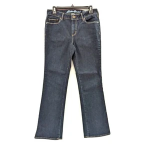 Eddie Bauer Slightly Curvy Bootcut Mid Rise Dark Wash Jeans Size 8 Short - Picture 1 of 9