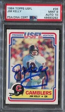 1984 TOPPS USFL JIM KELLY RC #36 PSA 9 w/ 10 AUTO HOF BUFFALO BILLS QB
