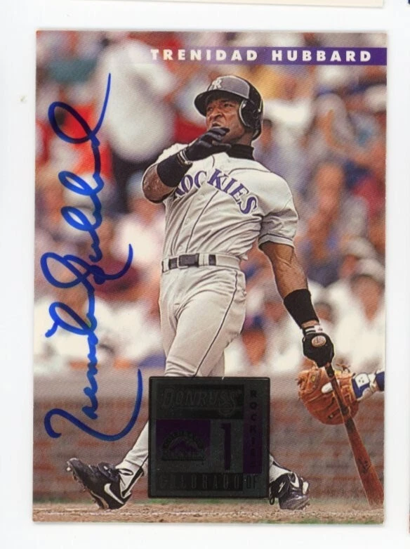 SIGNED BASEBALL CARD AUTO COLORADO ROCKIES TRENIDAD HUBBARD 1996 DONRUSS #64 - Image 1 of 1