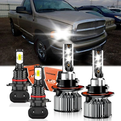 Para Dodge Ram 5500 2008-2010 4 piezas faros LED bombilla de haz alto y bajo + kit de luces antiniebla Foto 1 de 4
