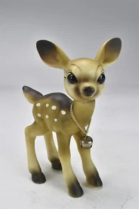 Vintage BAMBI SQUEAK TOY RUBBER DEER FIGURE with BELL JAPAN #078096B1 - Picture 1 of 5