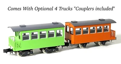 N Scale Aru-Model 2 Amusement Park Excursion Cars Kit w/Trucks Passenger Coach - Image 1 of 4