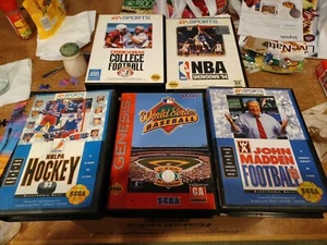 Loy Of 5 used Sega Genesis games, College football, NBA, 93John Madden, and more - Picture 1 of 11