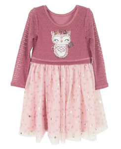 Rosa & violett Kleinkind Mädchen Pailletten Eule bestickt Tutu Kleid-Größe 2 - Bild 1 von 1