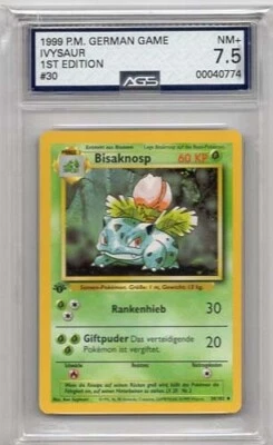 IVYSAUR  1ST EDITION #30 POKEMON BASE GERMAN AGS  #00040774 GRADED NM+ 7.5  1999 - Image 1 of 2