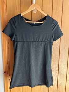 LADIES SHORT SLEEVE CHARCOAL GREY SPORTS TOP SIZE SMALL USED – - Picture 1 of 3
