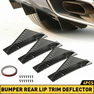 4 Universal PCS Rear Bumper Diffuser Shark Fin Spoiler Lip Splitter Carbon Fiber - Image 1 of 4