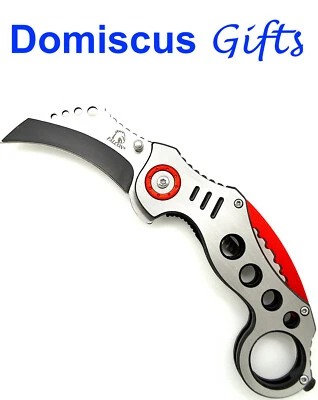 7 1/2" NOVO! FACA DE BOLSO DOBRÁVEL FALCON prata KARAMBIT facas assistidas por mola  - Imagem 1 de 4