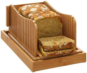 Bread Slicer Bamboo Wood Homemade Bread Guide 3 Slice Thickness Foldable Compact - Picture 1 of 6