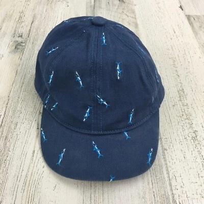 Boné Baby Gap azul infantil bordado bola tubarão meninos P M 12 a 18 M - Imagem 1 de 4