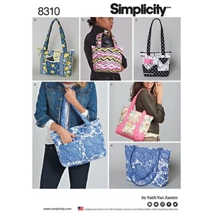 SIMPLICITY 8310 QUILTED BAGS Simplicity Sewing Pattern 3 Sizes 5 Styles - Picture 1 of 8