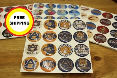 AU TIGERS 16-PIECE SET 1" ROUND STICKERS WITH CLEAR DOME COVER - Image 1 of 4