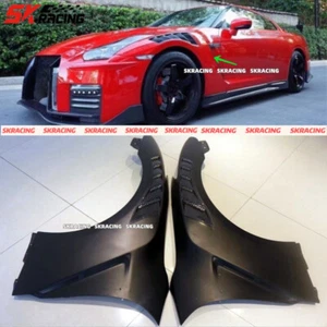 Half Carbon Fiber Front Bumper Hood Side Fender Cover For Nissan GTR R35 2009-16 - Picture 1 of 13