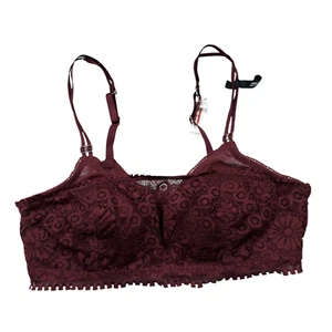 Aerie Real Power Wireless Push Up Joy Lace Bra Floral Red Size 34B Padded - Picture 1 of 6