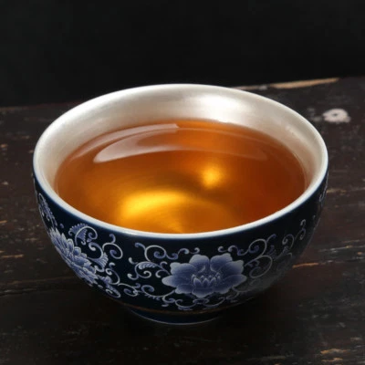 90ml Chinese Silver Cup Handmade Tea Cup Porcelain Cup Kung Fu Tea Set Decorate - Image 1 of 4