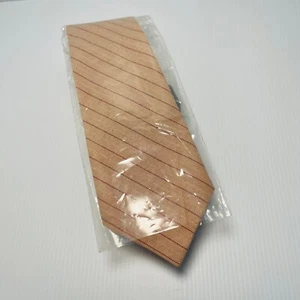 Glenora NEW Vintage 70s Mens Tie Slim Silk Beige Never Worn Self Tipping - Picture 1 of 8