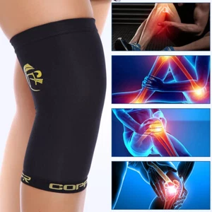 Copper Knee Support Compression Sleeve Brace Arthritis Joint Pain Relief Sports - Picture 1 of 15