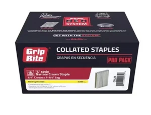 10,000 Grip-Rite GRL15 Galvanized 18 ga. Narrow Crown L-Style Staple 1-1/4 - Picture 1 of 1