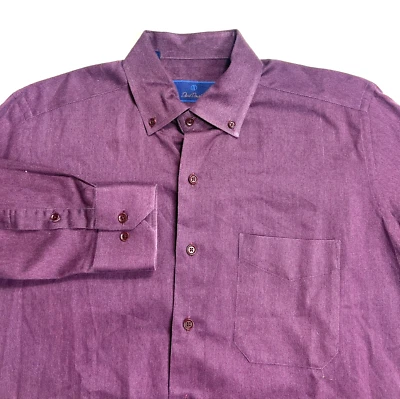 Camisa de vestir David Donahue roja lisa borgoña minimalista moderna para hombre L bonita. Foto 1 de 4