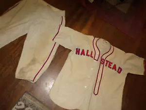 raro antiguo de colección HALLSTEAD 1930 #7 lana uniforme béisbol jersey conjunto - Imagen 1 de 7