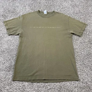 Vintage Who Are You And Why Are You Reading My Shirt Funny Text T Shirt Size L - Picture 1 of 6