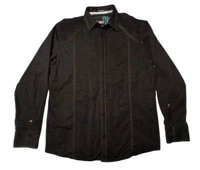 Roar Men's Classic Long Sleeve Button Down Embroidered Shirt XL Black - Image 1 of 4