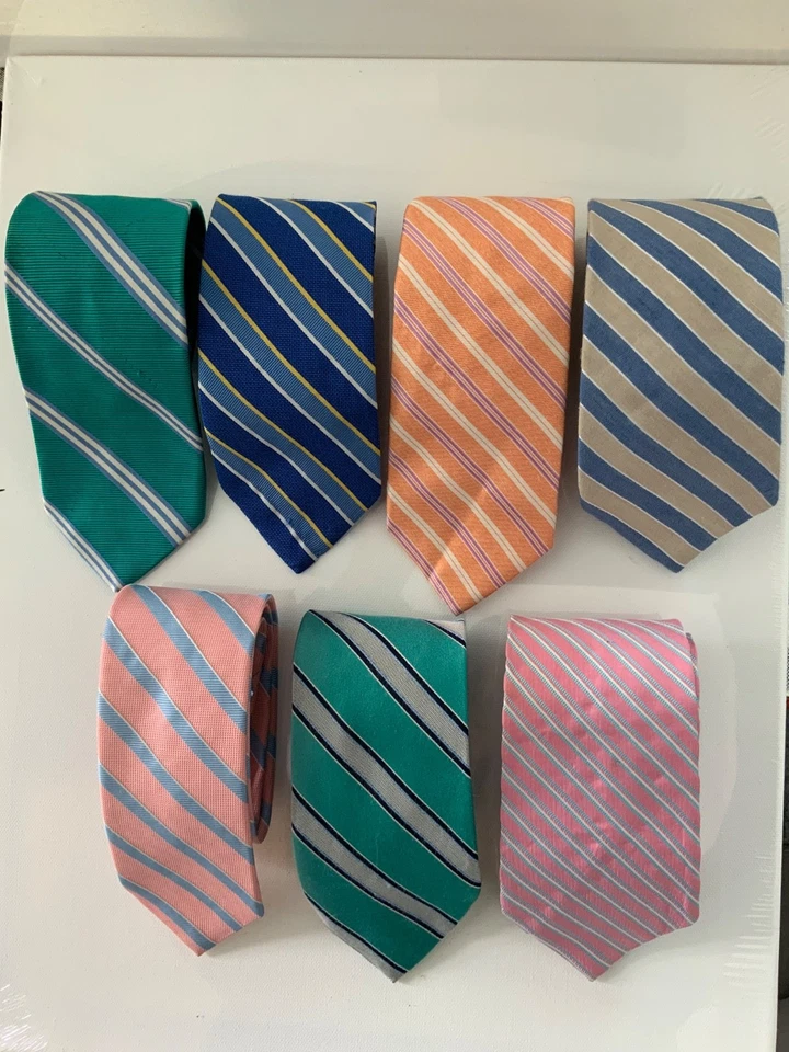 "Corbatas Brooks Brothers para hombre colores pastel 3""-3,25"" de ancho lote de 7 REPP RAYAS EE. UU." Foto 1 de 4