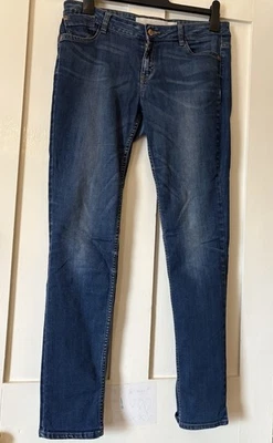Next indigo Stretch Denim Mid Rise Relaxed Skinny Jeans UK12 Long L31" - Image 1 of 4
