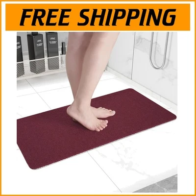 Alfombra de baño antideslizante PVC tinto vino - diseño lavable a máquina y drenaje rápido, 40"x28" Foto 1 de 4