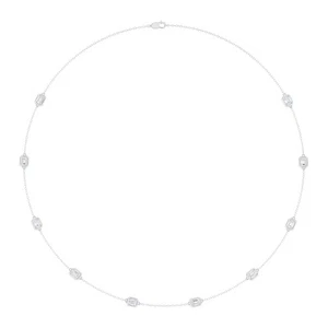 10K White Gold 2Ct Lab Grown Diamond By Yard Necklace 18" Silver Chain 3.56gm - Picture 1 of 6