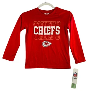 T-shirt manica lunga rossa abbigliamento squadra ragazzo Kansas City Chiefs NFL taglia S - Foto 1 di 7