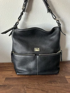 Dooney & Bourke Shopper Tasche schwarz Leder Hobo groß Schultertasche Handtasche Vintage - Bild 1 von 12