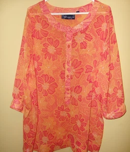 Beautiful Women's Susan Graves 2XL Button Blouse  3/4 Sleeves   FREE SHIPPING - Picture 1 of 4